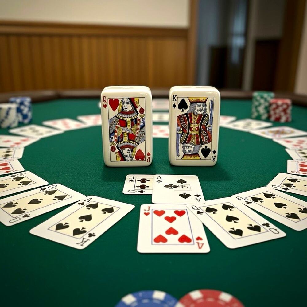 Ceramic Playing Cards King & Queen Salt & Pepper Shakers Set 2-Piece Small